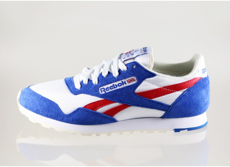 red white and blue reebok shoes